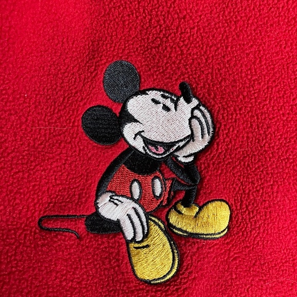 Disney Mickey Mouse Women’s Pullover Fleece Top, Large, Red, Quarter Zipper - Picture 3 of 7